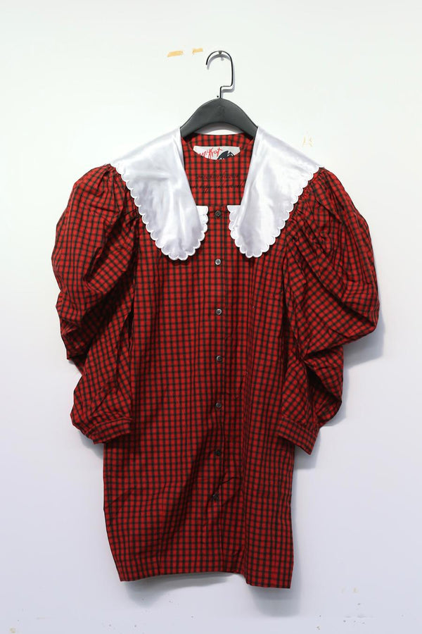Jennyfax sweet family sailor shirt jfaw22B014 red lattice